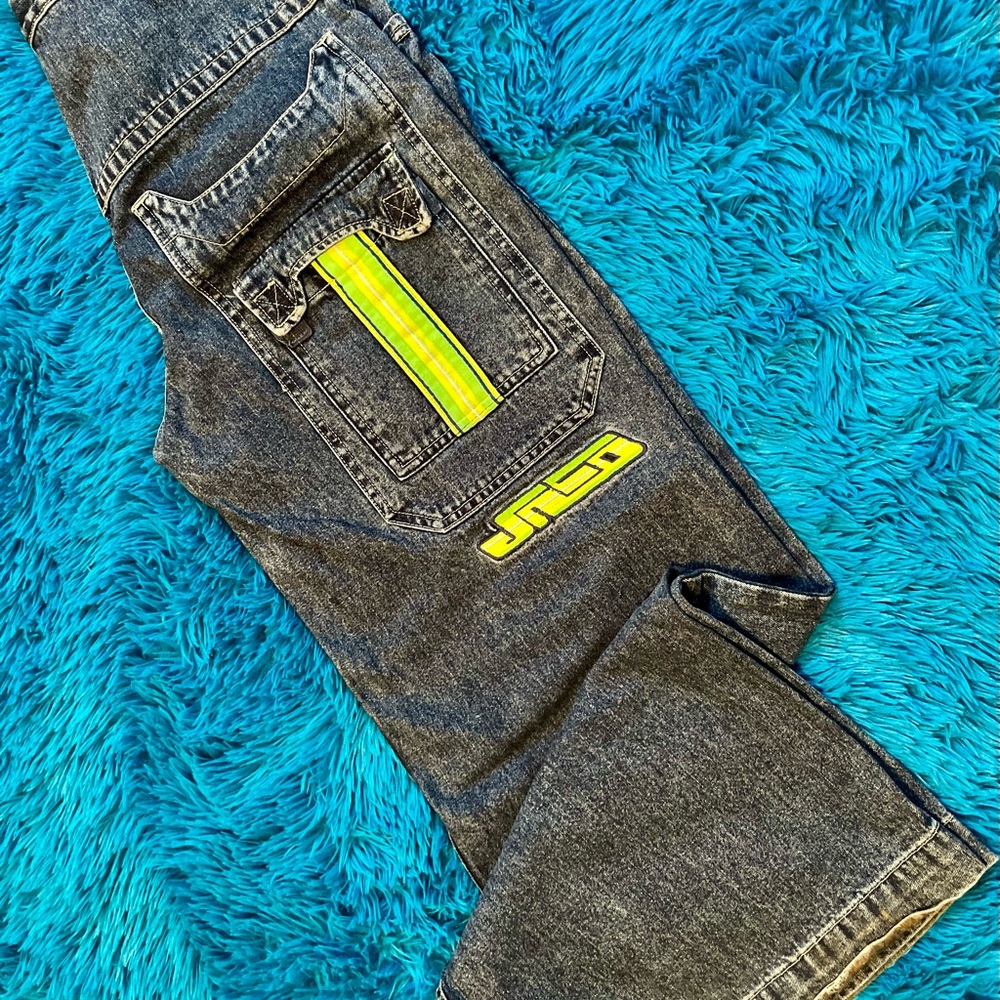 JNCO Vintage::: 2000’s Infiltrator neon baggy jeans